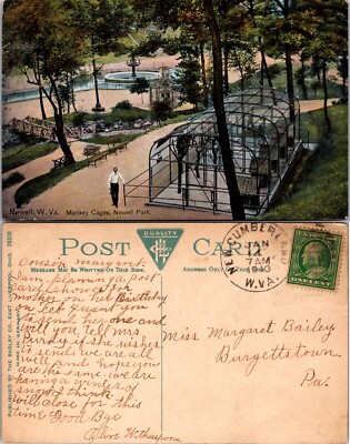 Monkey Cages Newell Park Newell West Virginia WV Postcard