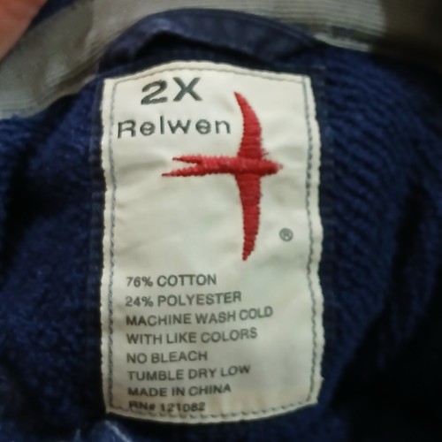 Relwen Hoodie Mens 2XL XXL Blue Pullover Henley Snap Sweatshirt Pocket Fleece - Picture 20 of 20