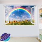 RAINBOW OVER SUNFLOWER FIELDS WALL STICKERS 3D ART POSTER  MURAL DECAL DECOR VD9
