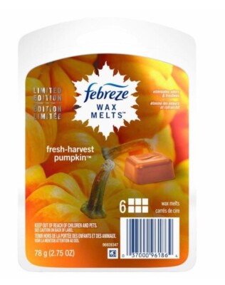 Febreze Wax Melts, Fresh-Harvest Pumpkin, 6 Count Wax Cubes, 2.75 Oz