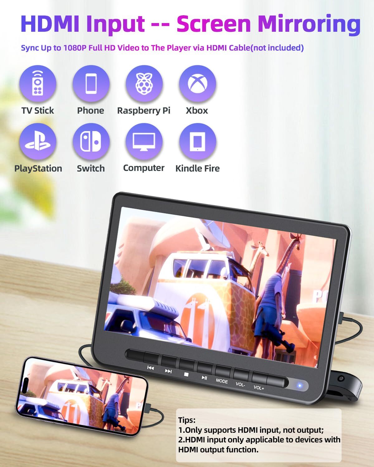10.6" Portable DVD Player for Car, Car DVD Player Dual Screen with Full