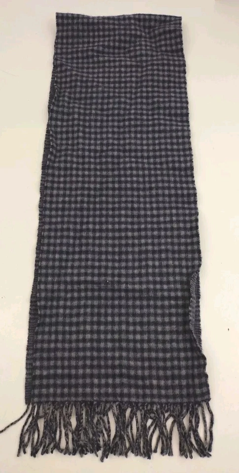 J.CREW 100 % Cachemira Bufanda Envoltura Gris Oscuro Glen Cuadros 66" X 10.5" Reversible  Foto 2 de 4