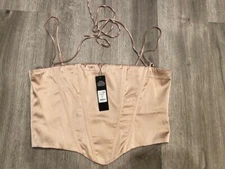 NWT Fashion Nova Josephine Satin Corset Top Size XL Mocha Color