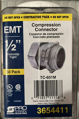 Sigma  1/2  Compression Connector TC-601M Qty 50