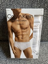 NEW Calvin Klein 100 Cotton Classic Fit Briefs WHITE 3 Pack Mens LARGE