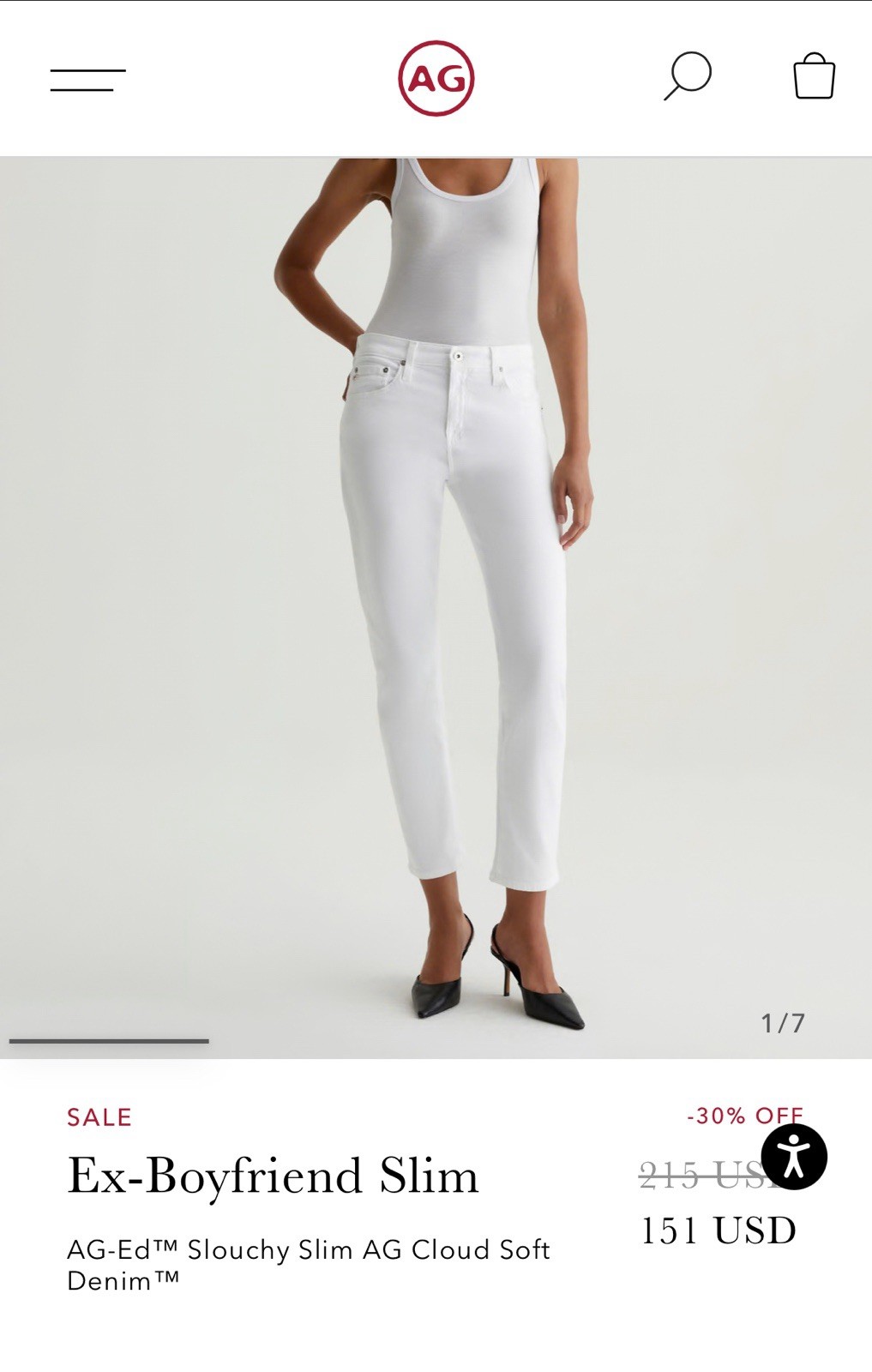 AG Adriano Goldschmied Women's Ex-boyfriend Slim Cloud Soft White Jeans Size 23R thumbnail 12