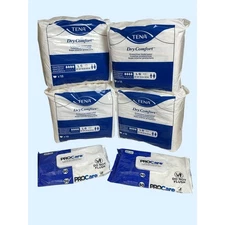 TENA Adult Diapers LG 72 Count + 2 ProCare Adult Wipes Packs New Sealed Bundle