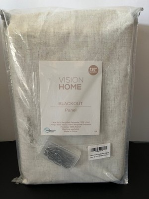 NIP Vision Home Full Blackout Curtains Natural Pinch Pleated ~ 2 Panels 40''x108''