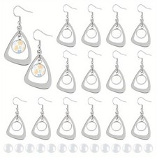 1set Blank Dome  Teardrop 304 Stainless Steel Dangle Earring Making Kit
