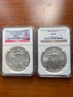 Set of 2 silver eagle coins 1 oz NGC certified