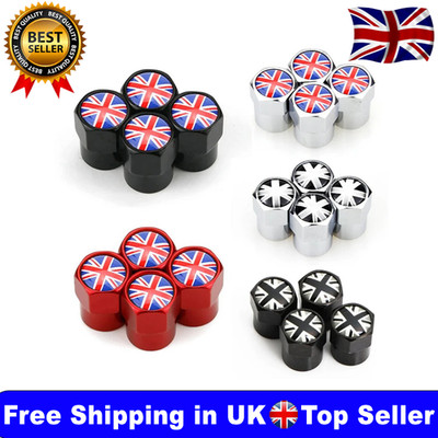 Für Mini Cooper S JCW Chrom Metall Reifen Ventil Staub Radkappen BLACK JACK 4 Stück