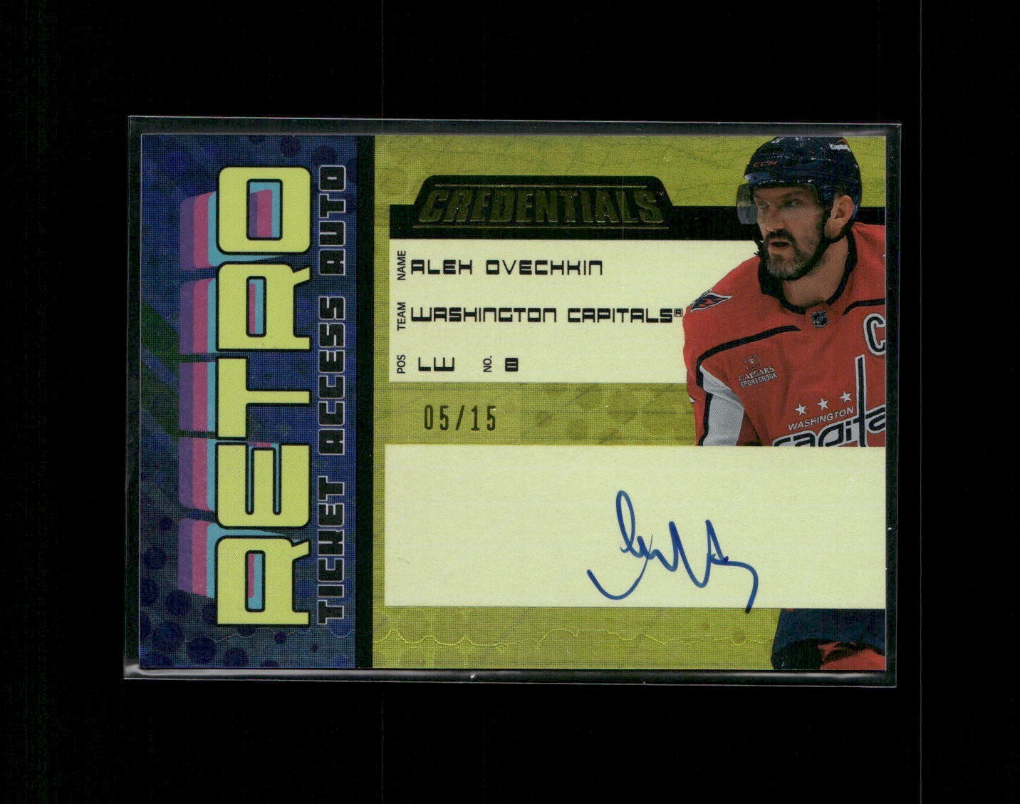 2024 Upper Deck Credentials Alex Ovechkin Retro Ticket Access Auto Yellow /15