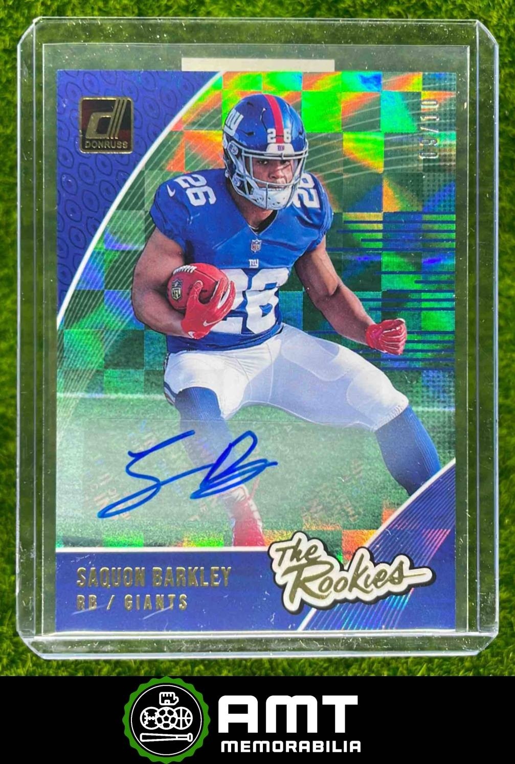 Saquon Barkley 2018 Panini Donruss 9/10 The Rookies Auto New York Giants #R-6