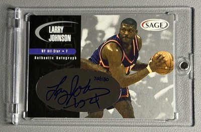 2000 Sage Authentic Silver Larry Johnson Autograph Auto SP /130 HOF