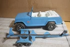 TONKA Blue JEEPSTER with boat trailer only.  NO boat.