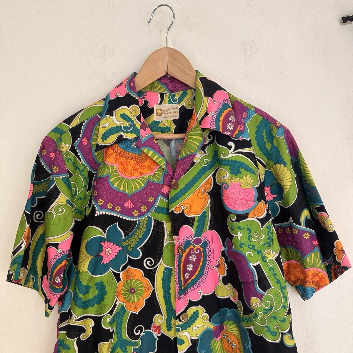 ARTS&SCIENCEアーツアンドサイエンス 総柄Hawaiian shirt Vtg 1960's Hawaiian Casuals by Stan Hicks Shirt Psychedelic Loop