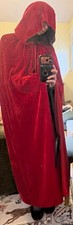 Red Riding hood Hooded Velvet Cloak Cape One Size Medieval  Gothic Adult Unisex