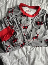 Jolly Jammies Pajama Set Sm Gray Red Buffalo Plaid Bear Deer Christmas