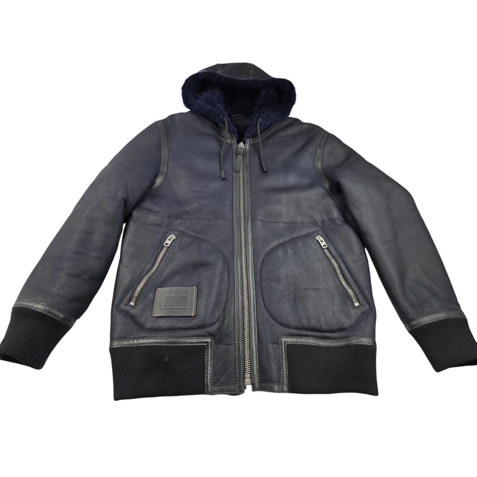 Coach Men's Reversible Shearling Suede Leather Sheepskin Hooded Coat 46 S / M - Image 4 of 4