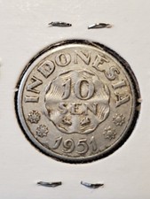 1951 Indonesia 10 Sen Coin