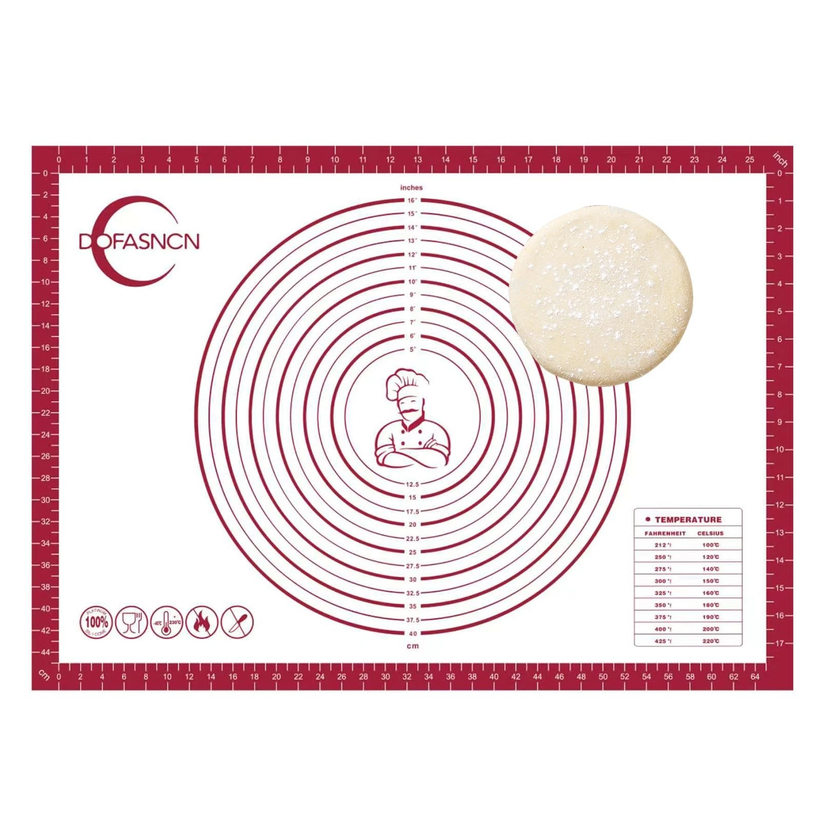 Silicone Pastry Mat Dough Baking Bread Sourdough Fondant Pie Dough Pizza,Sili...