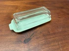 Vintage Fire King Jadeite Jade-ite Butter Dish with Clear Glass Cover