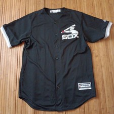 Chicago White Sox Cool Base Black Button Jersey Medium Blank