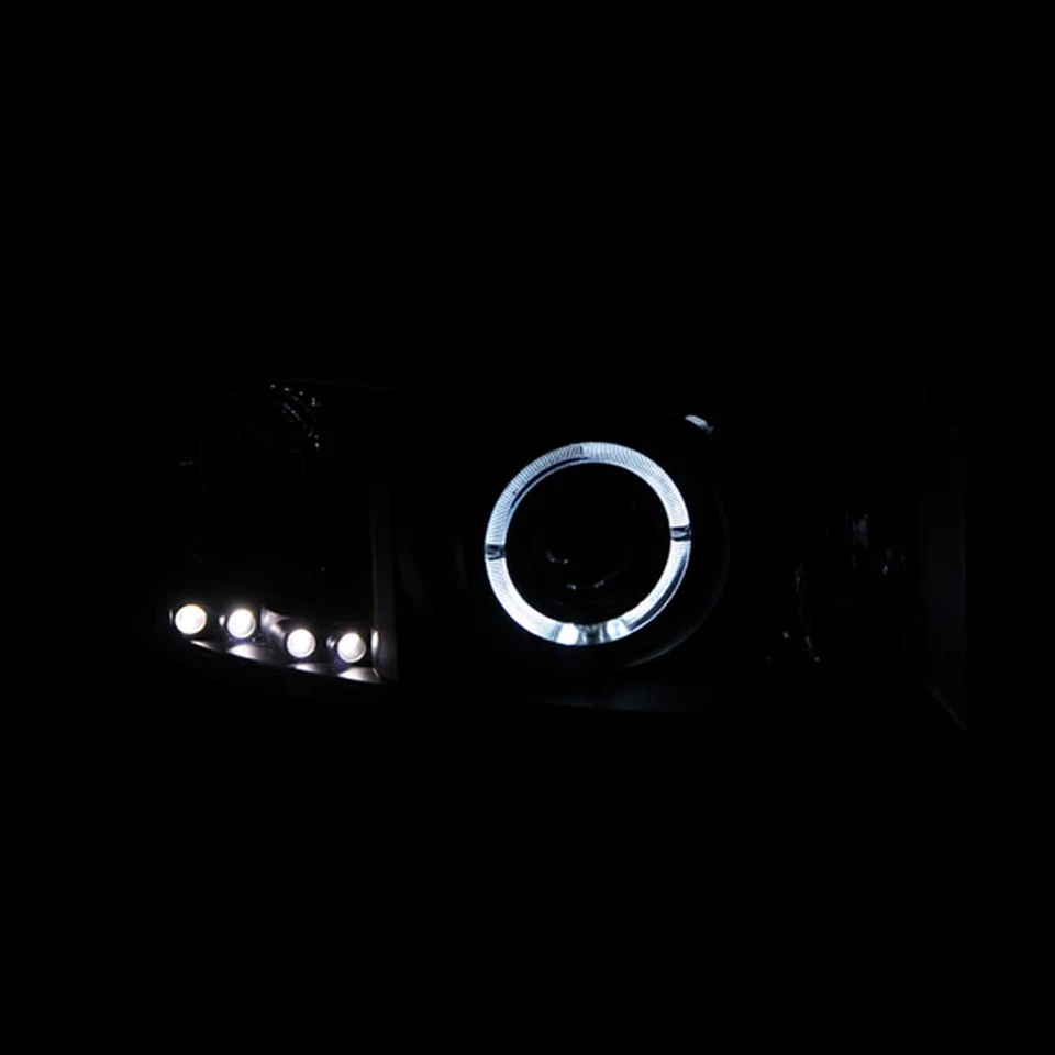 Juego de faros proyectores lentes transparentes negros con halo para Dodge Ram 2500 1994-2002 Foto 4 de 4