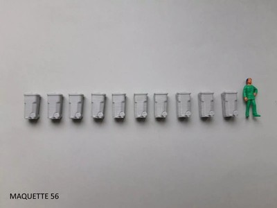 ho Konvolut 10 hellgraue Container Mülleimer mit Rad 1/87 Dekor Diorama Modell
