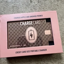 NEW Aquavault Charge Card Portable Phone Charger & Power Bank Rose Gold