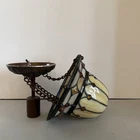 Vintage 8.5" Stained Glass Bell Turtleback Lamp and Shade, Tiffany Style