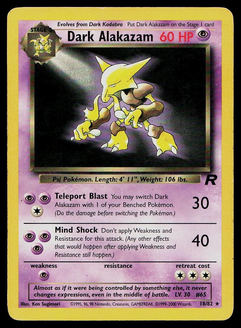 Pokemon Card Team Rocket Dark Alakazam 18/82 Unlimited Rare
