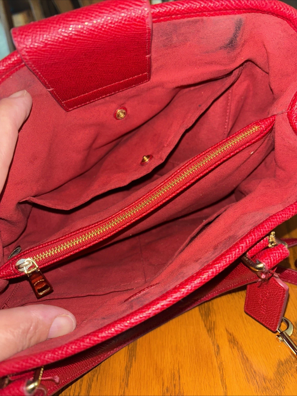 Borsa a tracolla Coach Margot in pelle colorblock rossa F37248 certificato di autenticità