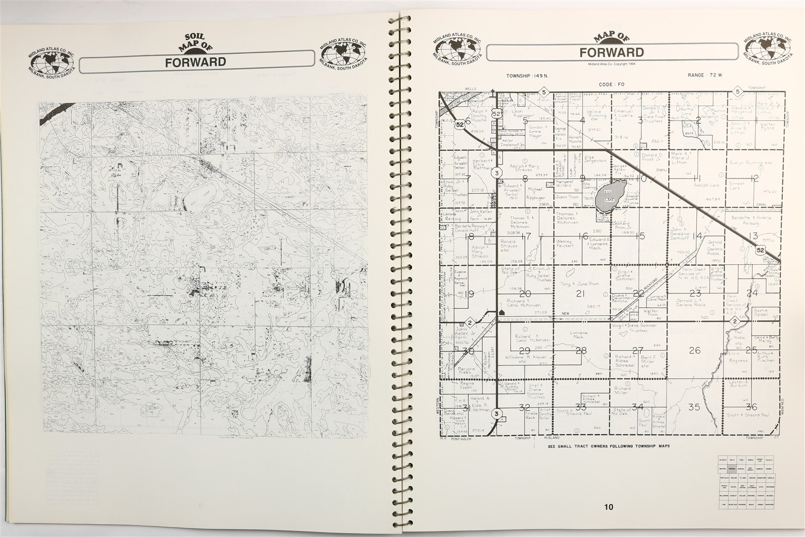 Wells County, North Dakota 1994 Atlas Fessenden Harvey Bowdon Cathay