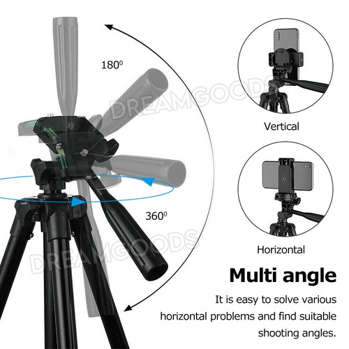 Professional Camera Tripod Stand Mount Remote + Phone Holder for iPhone Samsung - Picture 5 of 11