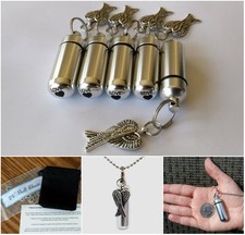 ENGRAVED Special Set of FIVE Angel Wings CREMATION URN NECKLACE with Accessories