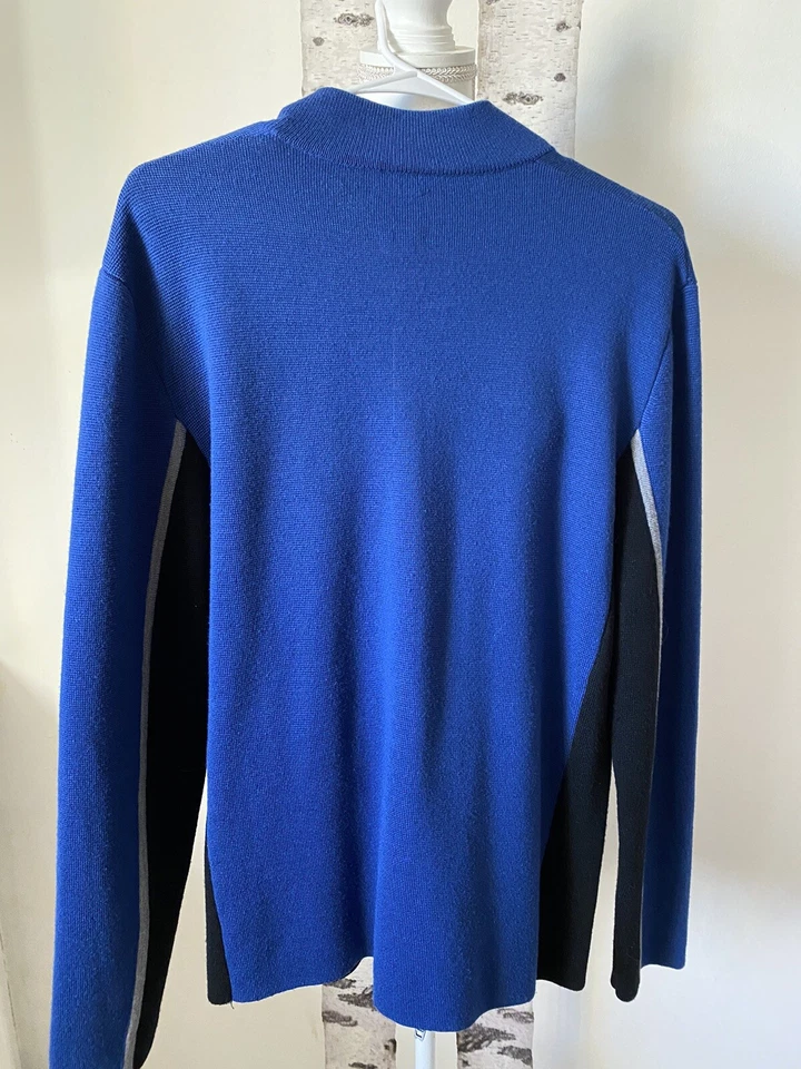 Victorinox Men Sweater Zip Active Coast Wool Knit Color Black Blue - Size Medium - Image 2 of 3