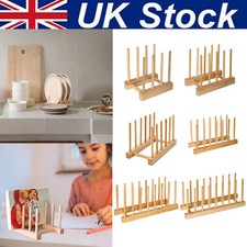 Bamboo Dish Plate Cupboard Rack Holder Storage Drying Kitchen Plate Cup Stand