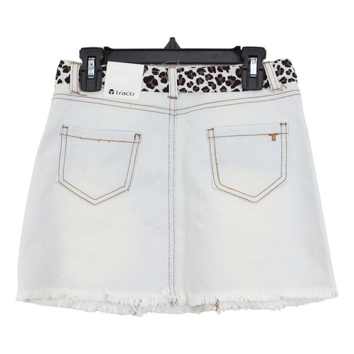 Tractr pantaloncino denim elasticizzato con orlo usurato da bambina con cintura, taglia 8, bianco sporco - Foto 5 di 5