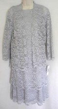 NWT ALEX EVENINGS Platinum Floral Lace Tiered Dress Jacket 6 Misses MSRP 226