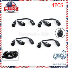 4Pcs 3-Pin XLR 1 Female Plug to Dual 2 Male Splitter Mic DJ Cable Adaptor Black