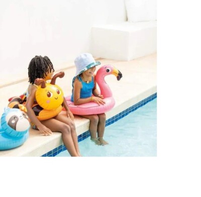 Intex, 3 Pack- Animal Head Split Ring Pool Floats Bundle Bee, Flamingo, Sloth