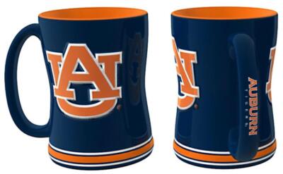 Auburn Tigers 15oz Sculpted Relief Coffee Mug [NEW] NCAA Tea Cup Hot Ceramic