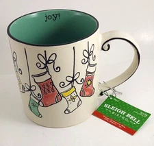 Spectrum Designz 2017 Embossed Christmas Stocking Coffee Mug Teacup 22 oz~ Joy!