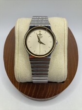 Vintage Seiko Ladies 28mm Watch Silver Tone Gold Dial Round 5Y91-6010 - RUNS
