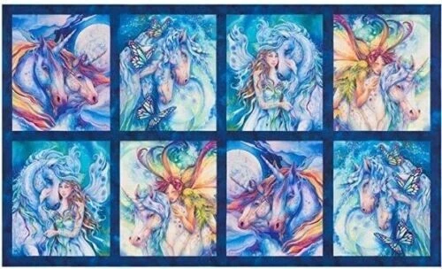 Morningmoon Unicorns and Fairies Cotton Quilting Fabric Panel - Picture 2 of 3