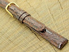 Vintage Hadley Roma Crocodile Grain Gold Tone Buckle NOS Unused 12mm Watch Band