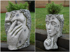 Ornate Head Planter PLANT POT Garden Ornament Lawn Sculpture 6535
