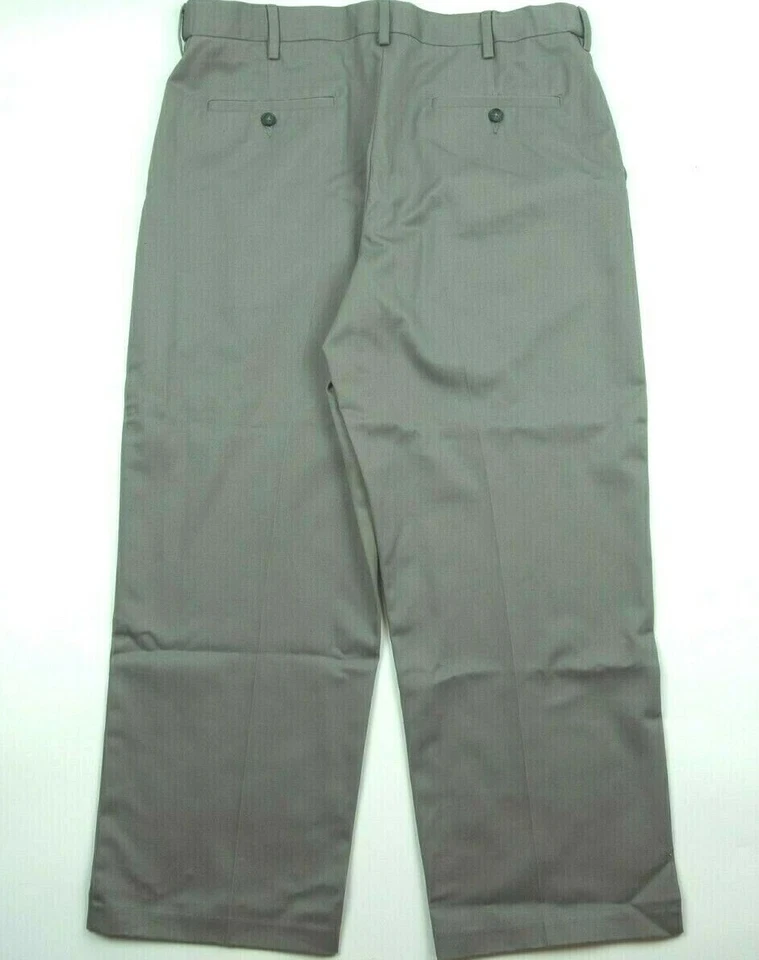 Pantalones de vestir Croft & Barrow para hombre de pierna recta gris ribeteados bolsillos delanteros planos 36x29 Foto 2 de 4