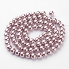 85 Light Brown Pearl Glass Beads Round 10mm BULK Large Size 32" Strand Metallic